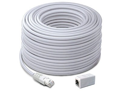 Swann CAT5E 60m (200') Premium Fire Resistant Ethernet Cable with Adapter - White