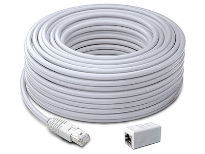 Câble Ethernet Swann CAT5E 30 m (100 pi) Prime résistant au feu avec adaptateur - Blanc