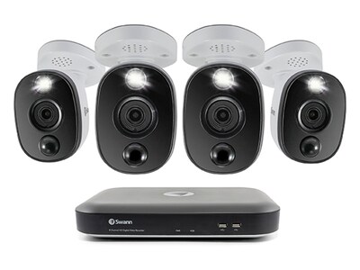 Swann 4K Ultra HD 2TB HD DVR Security System with 4 x Heat and Motion Sensing Bullet Cameras - White