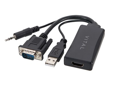 Adaptateur HDMI à VGA et audio 3,5 mm de VITAL - noir