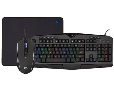 Ensemble de jeu avec fil 3-en-1 de Xtreme Gaming comprenant une souris, un clavier et un tapis de souris pour ordinateur personnel