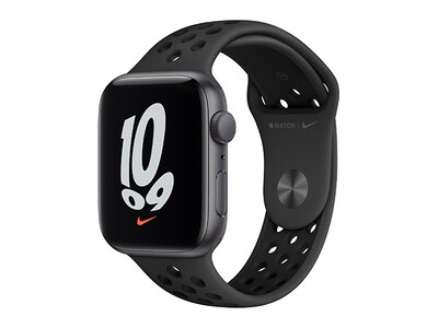 Apple® Watch Nike SE de 44 mm boîtier en aluminium gris cosmique et bracelet sport anthracite/noir (GPS)