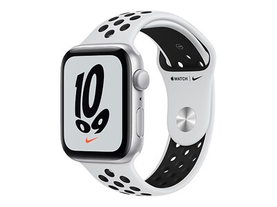 Apple® Watch Nike SE de 40 mm boîtier en aluminium argent et bracelet sport platine pur/noir (GPS)