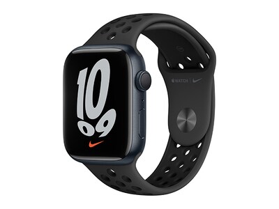 Apple® Watch Nike série 7 de 45 mm boîtier en aluminium minuit et bracelet sport anthracite/noir (GPS)