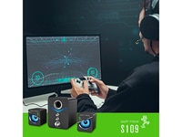 Dart Frog 2.1 Channel Computer Gaming Speakers with LED RGB Lights and Subwoofer - Black