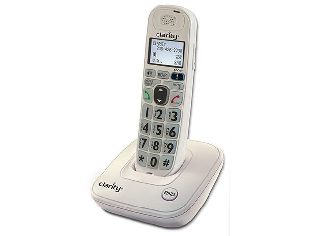 Téléphone Clarity D704 sans fil amplifié/basse vision DECT 6.0 40 dB avec écran CID - Blanc
