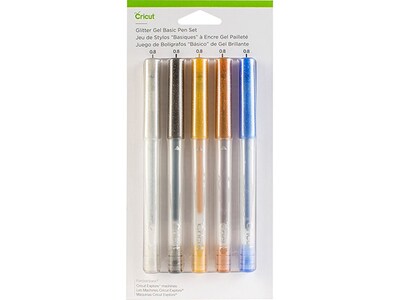 Crayons au gel de Cricut - Crayons à pointe moyenne - Encre au gel à base d’eau - noir, doré, argent, brun, bleu