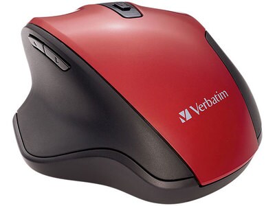 Verbatim Silent Ergonomic Wireless Blue LED Mouse - Red