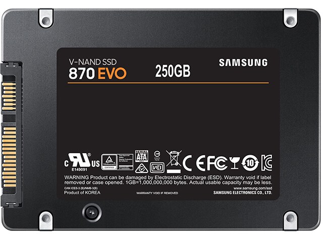 Samsung 870 Evo 250GB SATA III 2.5” Internal Solid State Drive - Black