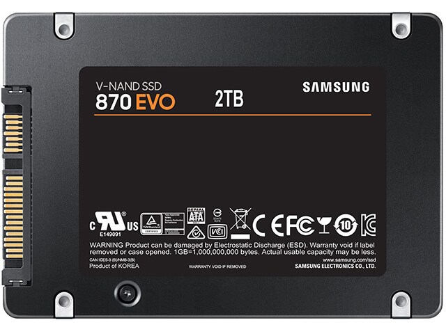 Samsung 870 Evo 2TB SATA III 2.5” Internal Solid State Drive - Black