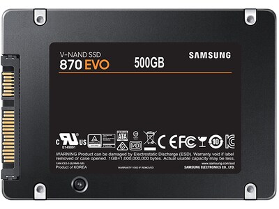 Disque dur SSD interne SATA III 2,5 po 500 Go 870 Evo de Samsung - noir