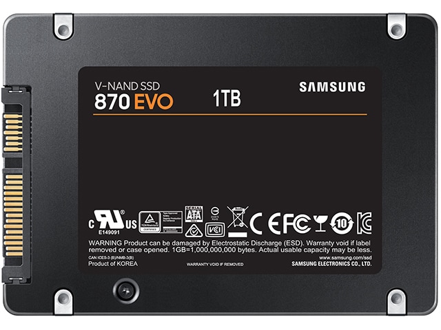 Samsung 870 Evo 1TB SATA III 2.5” Internal Solid State Drive - Black