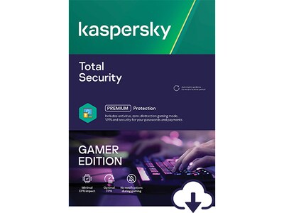 Kaspersky Total Security Édition pour joueurs , Abonnement de 12 mois, 1 utilisateur , Téléchargement PC