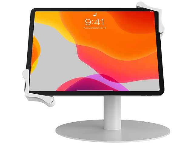 CTA Digital Heavy-Duty Universal Rotating Grip Kiosk Stand for 7" to 13" Tablets - White