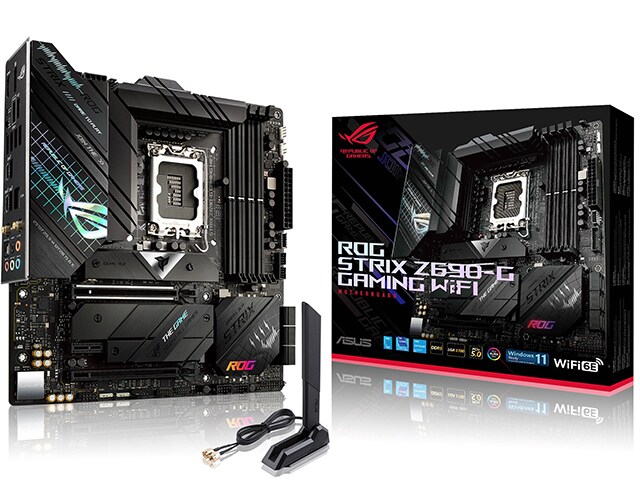 ASUS ROG STRIX Z690-G GAMING WIFI Intel® Z690 LGA 1700 mATX gaming motherboard with PCIe® 5.0, 14+1 DrMos, DDR5, WiFi 6E & Aura Sync RGB lighting