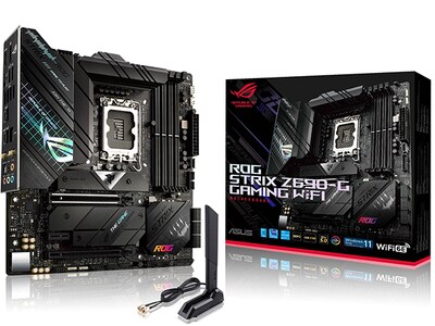 ASUS ROG STRIX Z690-G GAMING WIFI Intel® Z690 LGA 1700 mATX gaming motherboard with PCIe® 5.0, 14+1 DrMos, DDR5, WiFi 6E & Aura Sync RGB lighting