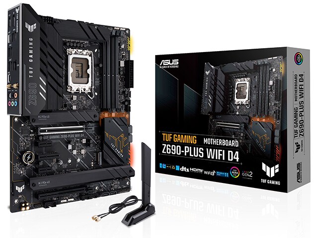 Carte mère de jeu TUF GAMING Z690-PLUS WIFI D4 Intel® Z690 (LGA 1700) ATX, 15 étages de puissance DrMOS, PCIe® 5.0, mémoire DDR4, WiFi 6E et éclairage