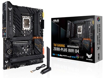 ASUS TUF GAMING Z690-PLUS WIFI D4 Intel® Z690 (LGA 1700) ATX gaming motherboard, 15 DrMOS power stages, PCIe® 5.0, DDR4 memory, WiFi 6E & Aura Sync RGB lighting