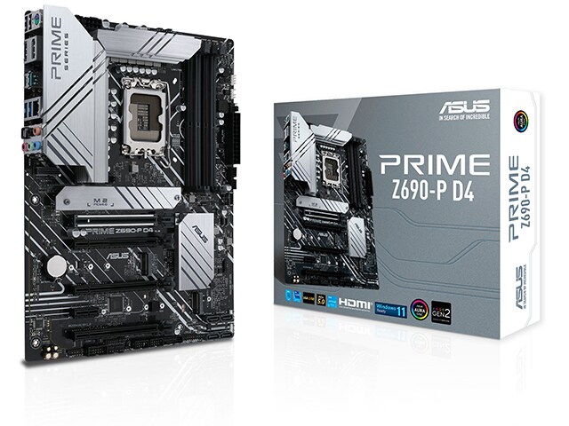 Carte mère PRIME Z690-P D4 Intel® Z690 (LGA 1700) ATX avec PCIe® 5.0, 14+1 DrMOS, DDR4 et éclairage RVB à synchronisation Aura de ASUS