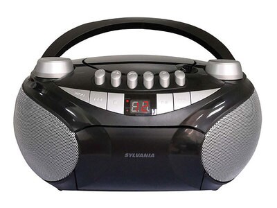 Minichaîne CD Boombox portative avec AM/FM de Sylvania SRCD286 - argent