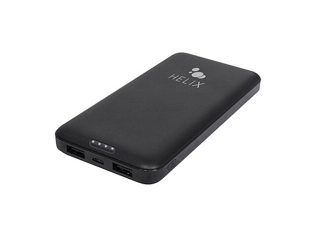 Helix Power Bank 10,000 with USB-C and Dual USB-A Ports - Black
