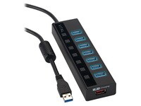 Concentrateur USB 3.0 à 7 ports avec un port de recharge intelligent de VITAL - Noir 