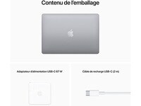 MacBook Pro (2022) 13,3 po à disque SSD 256 Go, MEV de 8 Go avec puce M2, processeur central 8 cœurs et processeur graphique 10 cœurs d’Apple - gris cosmique - française