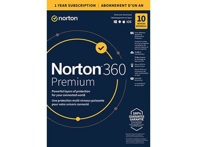 Norton 360 Premium 2021, 12-Month Subscription with Auto Renewal, 10 Devices, PC/Mac Download