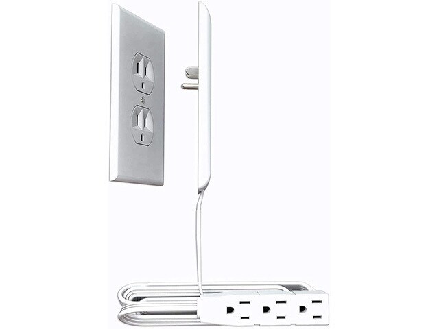 Sleek Socket 2.4m (8') Ultra-thin Electrical Outlet Cover With 3 Outlet Power Strip And Cord Management Kit