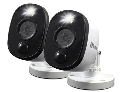 Swann 1080p Outdoor Add On Bullet Security Camera with Warning Light Sensor - 2-pack - White