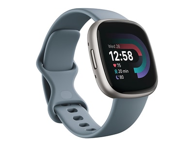 Fitbit® Versa 4 Smartwatch - Aluminum with Waterfall Blue Band