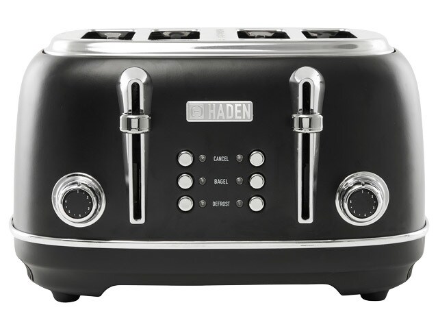 Haden Heritage 75096 4-Slice Wide Slot Toaster - Black and Chrome