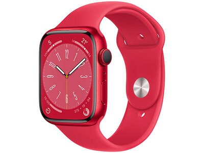 Apple® Watch série 8 de 45 mm boîtier en aluminium (PRODUCT)RED et bracelet sport (PRODUCT)RED (GPS)