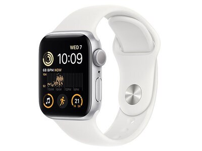 Apple® Watch SE (2022) 40mm Silver Aluminium Case with White Sport Band (GPS)