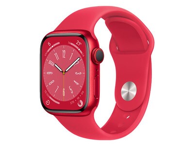 Apple® Watch série 8 de 41 mm boîtier en aluminium (PRODUCT)RED et bracelet sport (PRODUCT)RED (GPS+Cellular)
