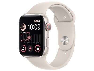 Apple® Watch SE (2022) de 44 mm boîtier en aluminium comete et bracelet sport comete (GPS+cellulaire)