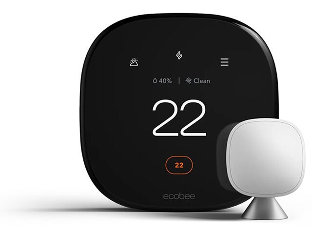 Ecobee Smart Thermostat Premium with Voice Control and Smart Sensor - Black