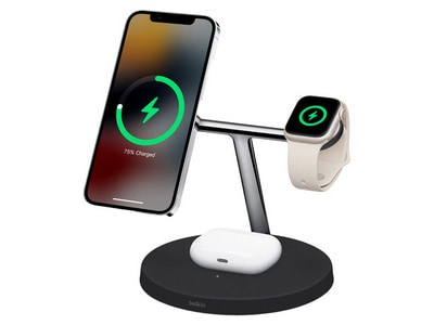 Belkin BOOST CHARGE PRO 3-in-1 15W Wireless Charging Stand with MagSafe - Black