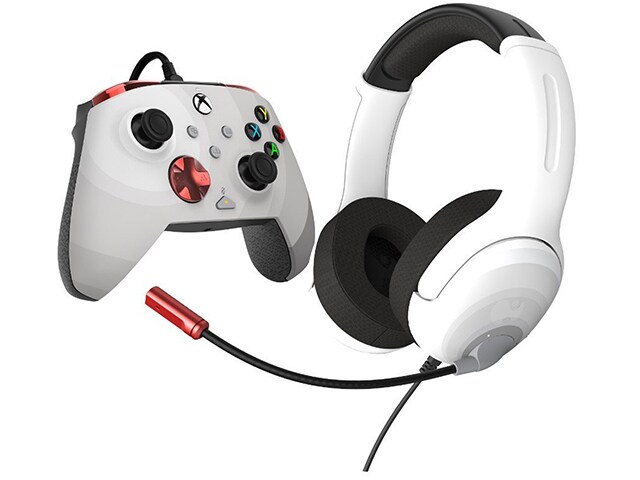 Airlite 049-026-RWB Wired Over-Ear Gaming Headset & Wired Rematch Controller Bundle for Xbox Series X/S, Xbox One & PC - Radial White