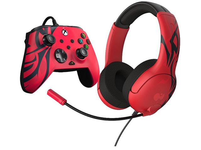 Airlite 049-026-SRB Wired Over-Ear Gaming Headset & Wired Rematch Controller Bundle for Xbox Series  X/S, Xbox One & PC - Spirit Red