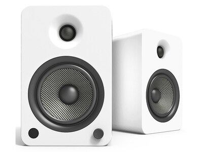 Kanto YU6 Haut-parleurs d'étagère amplifiés de 200 W avec Bluetooth® et préamplificateur phono - Blanc mat