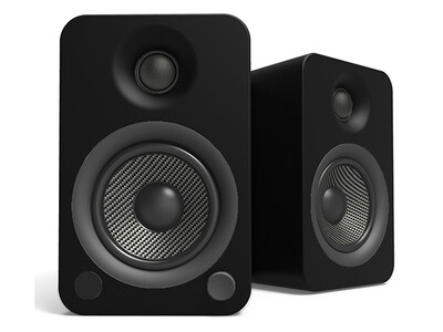 Kanto YU4 Haut-parleurs d'étagère amplifiés de 140 W avec Bluetooth® et préamplificateur phono - Noir mat
