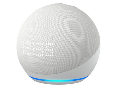 Amazon Echo Dot 5th Gen with clock - Glacier White