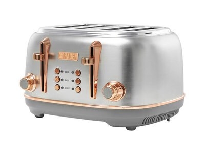 Haden Heritage 4-Slice Wide Slot Toaster - Steel and Copper