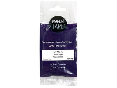 Étiquettes en papier Premium Tape de 12 mm compatible avec la Dymo 91330 – noir/blanc