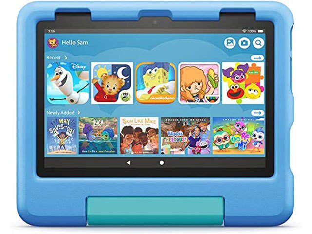 Tablette de 8 po avec processeur quadricœur à 2 GHz, espace de stockage de 32 Go Fire 8 (2022) avec étui à l'épreuve des enfants de Amazon - Bleu