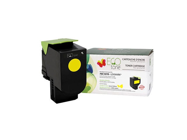 Eco Tone Remanufactured Toner Cartridge Compatible with Lexmark 70C10Y0 - Yellow 1K