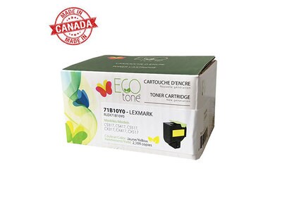 Eco Tone Remanufactured Toner Cartridge Compatible with Lexmark 71B10Y0 - Yellow 2.3K