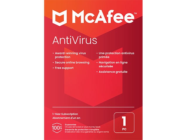 McAfee AntiVirus 1 PC -Abonnement de 12 mois