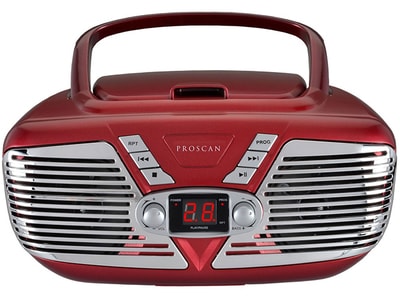 Boombox CD rétro portatif avec radio AM/FM Proscan - Rouge